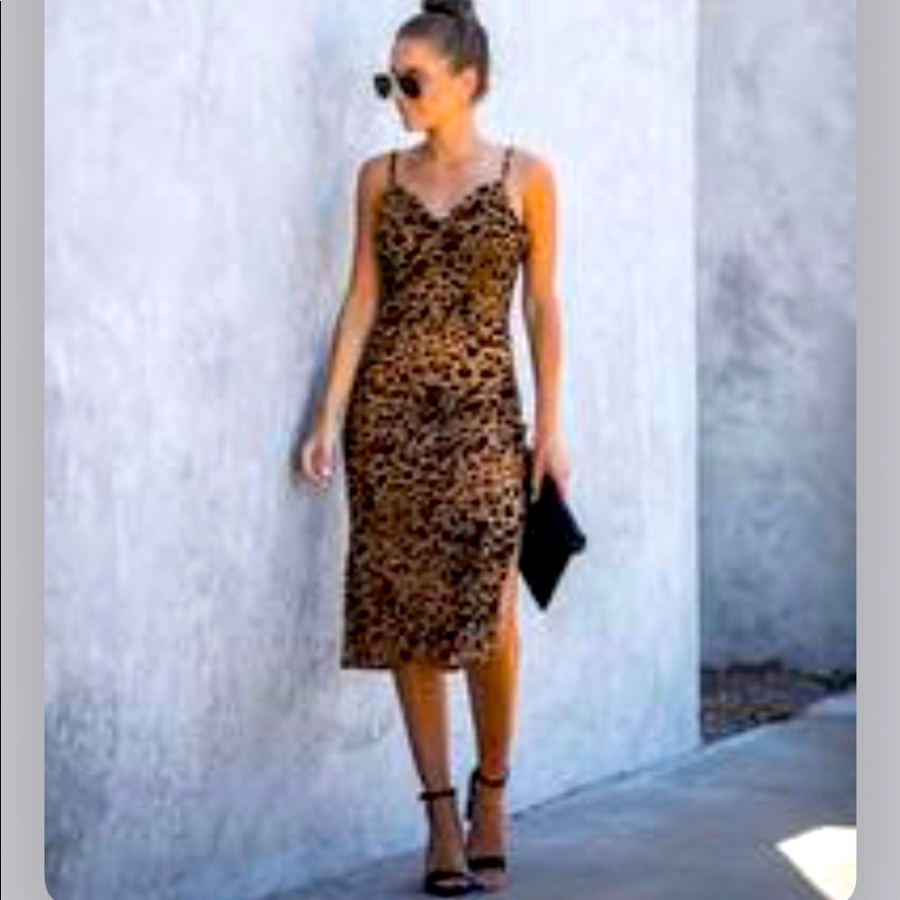 BNWT Vici Dolls Leopard Midi Dress with Slit